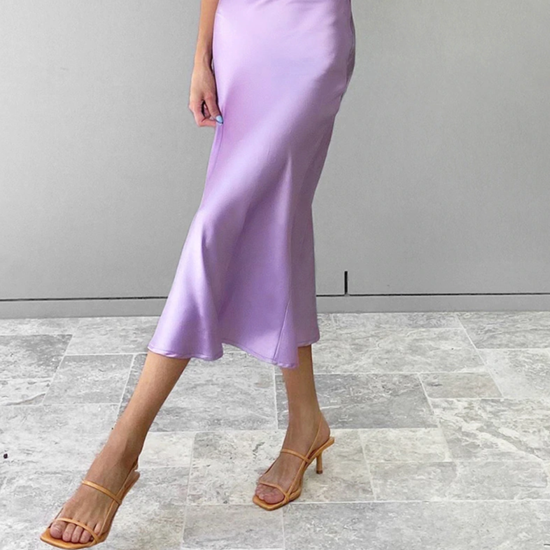 Satin Vintage Midi Skirt