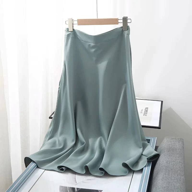 Satin Vintage Midi Skirt