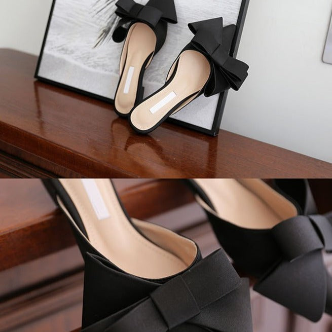 Satin flat heel shoes