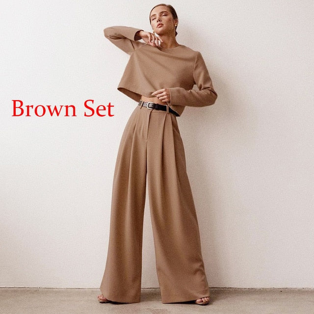 High Waist Pants&Sweatshirt Set