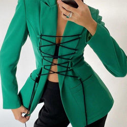 Front Lace Up Blazer