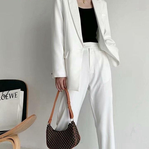 Elegant White Blazer&Pants Set