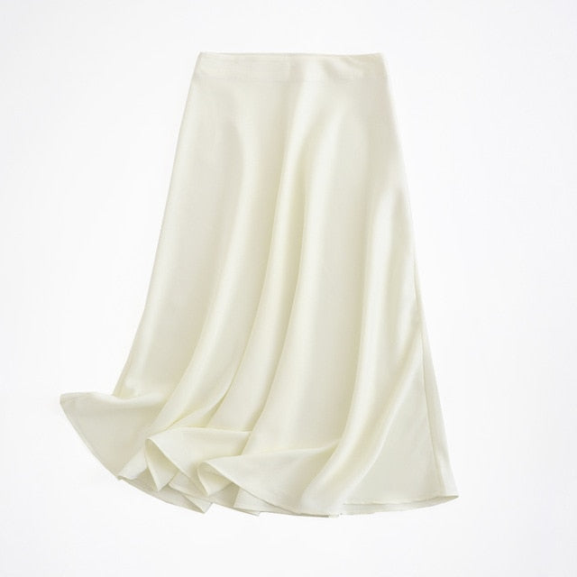 Satin Vintage Midi Skirt