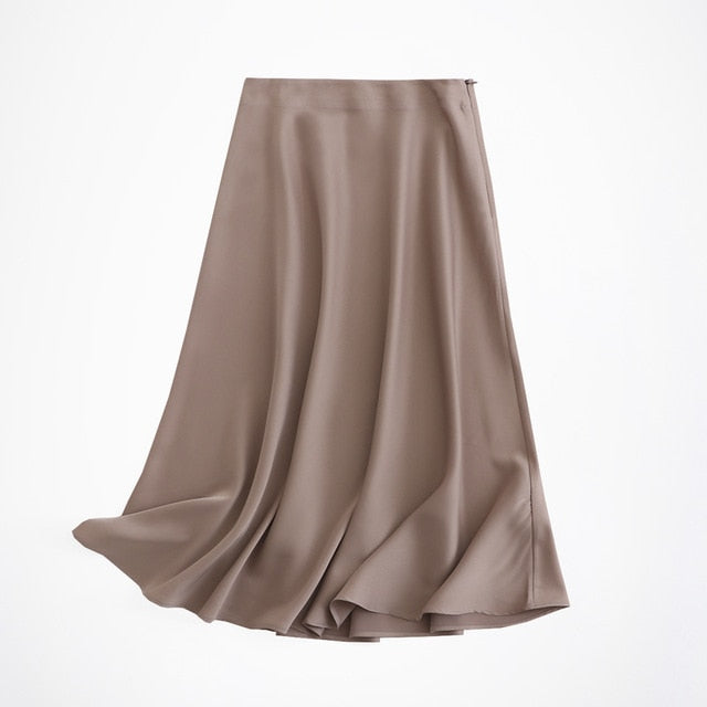 Satin Vintage Midi Skirt