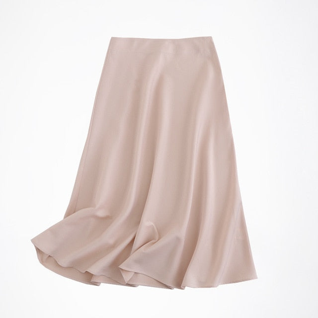 Satin Vintage Midi Skirt