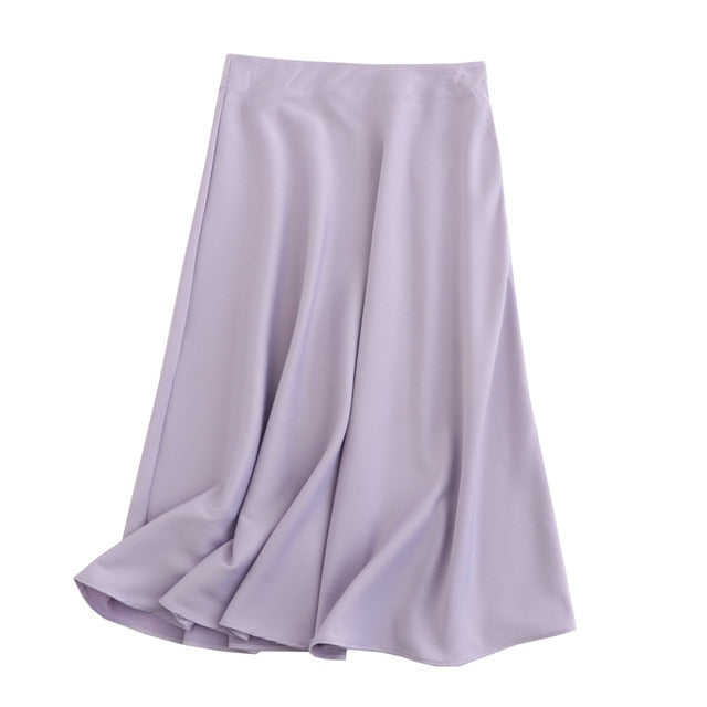 Satin Vintage Midi Skirt