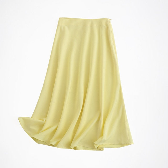 Satin Vintage Midi Skirt