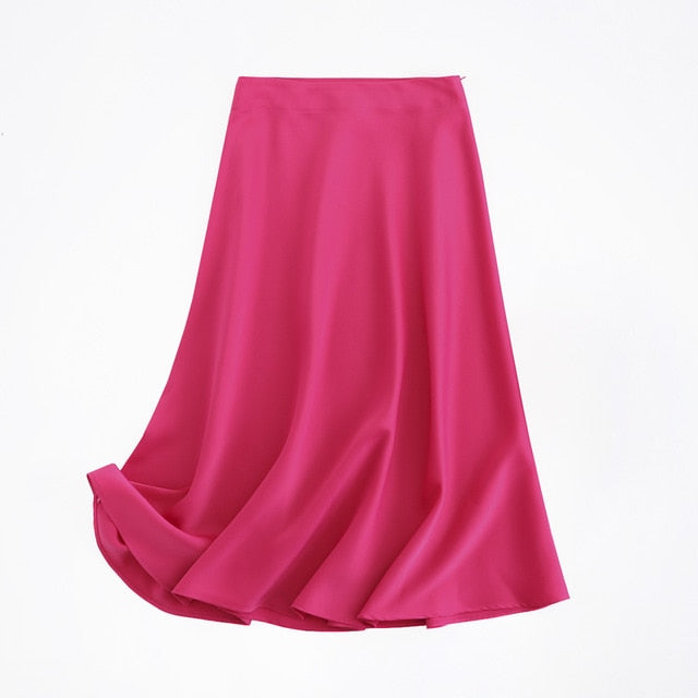 Satin Vintage Midi Skirt