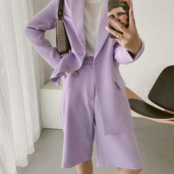 Elegant Lavender Blazer&Shorts Set