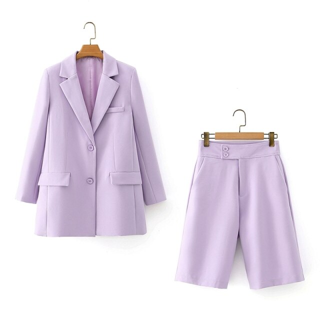 Elegant Lavender Blazer&Shorts Set